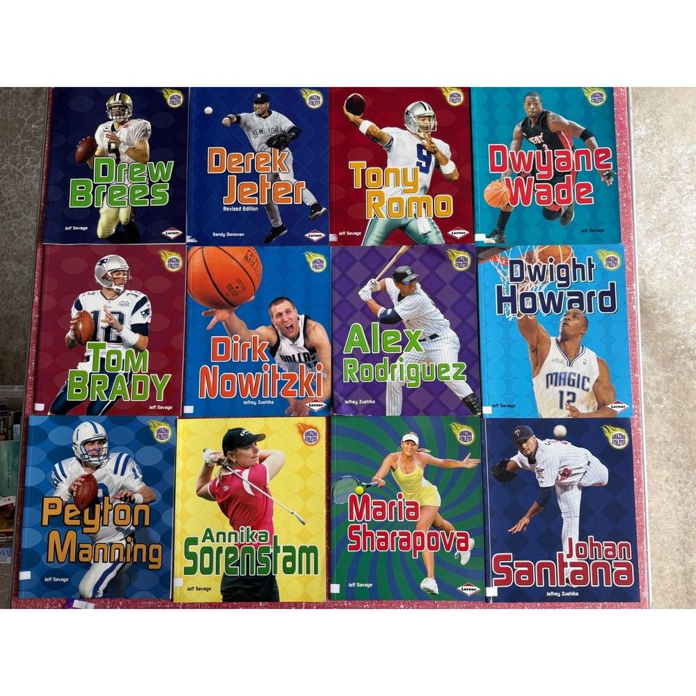 Lot of 12 Amazing Athletes Childrens Biography Books Lernerโ Sports Brady Jeter